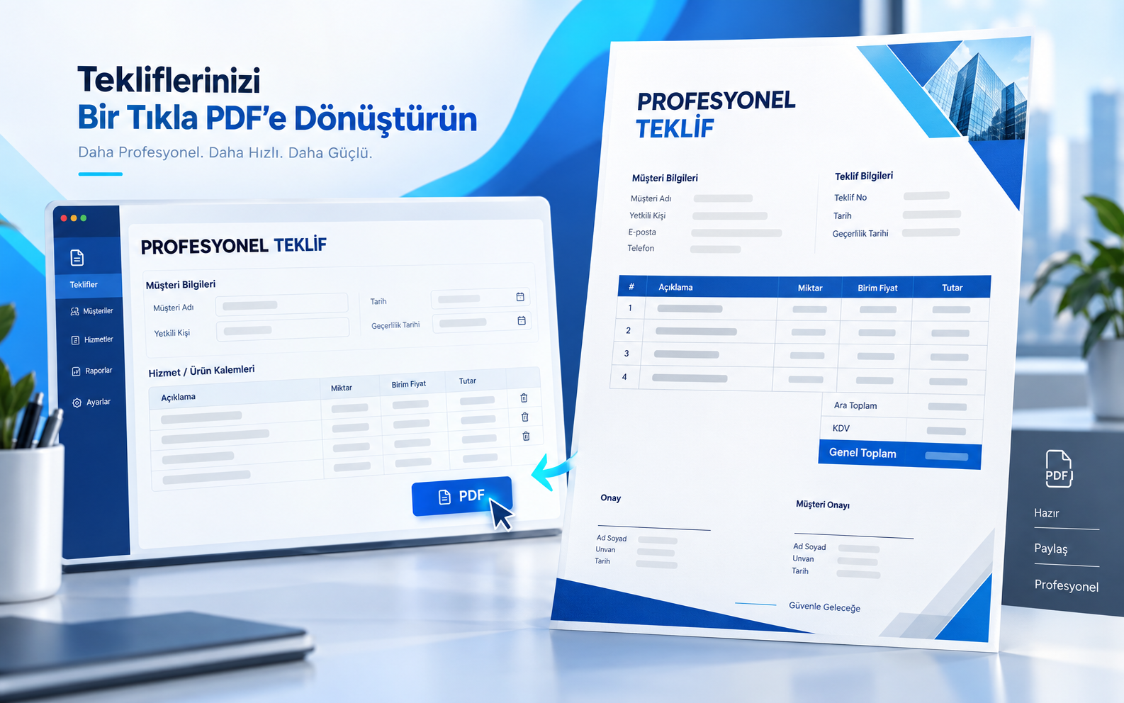TeklifMatik ile tek tıkla oluşturulan antetli profesyonel teklif PDF'i