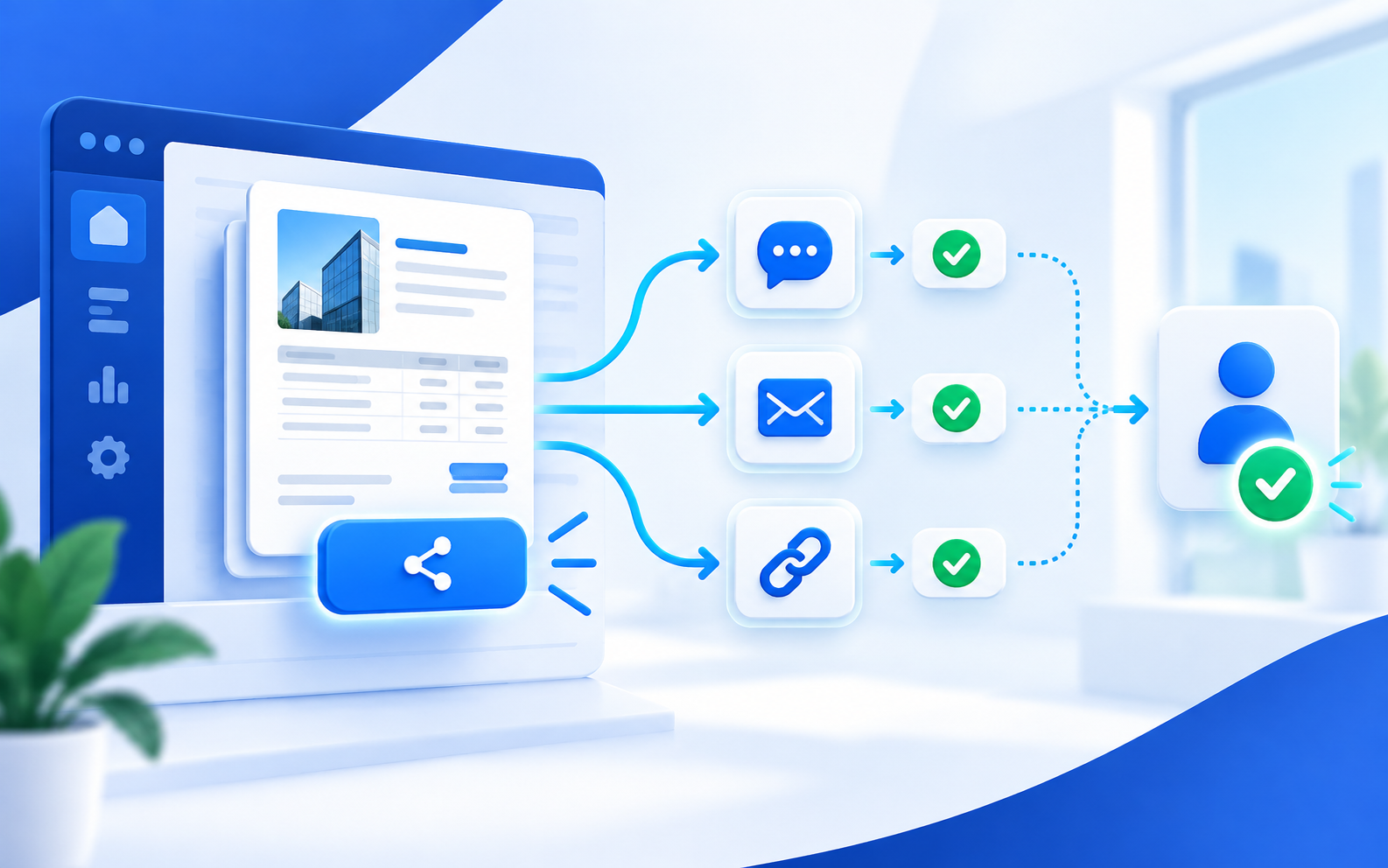 Teklif PDF'inin mesaj, e-posta ve bağlantı yoluyla tek tıkla paylaşılması